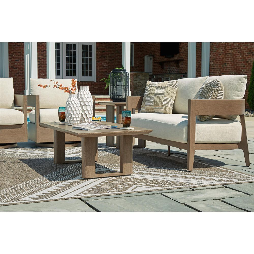 Ashley Serene Bay Patio Loveseat in White, , large