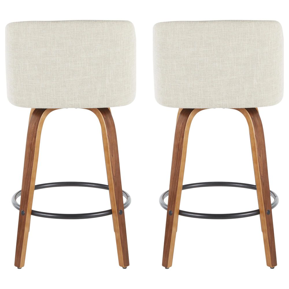 Lumisource Tintori Counter Stool in Cream, Walnut and Black &#40;Set of 2&#41;, , large