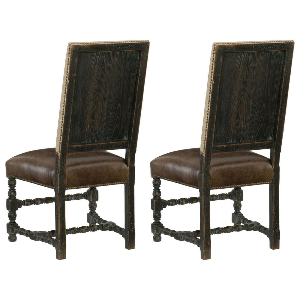 Hooker Furniture Hill Country Side Chair with Brown and Beige Cushion in Anthracite Black &#40;Set of 2&#41;, , large
