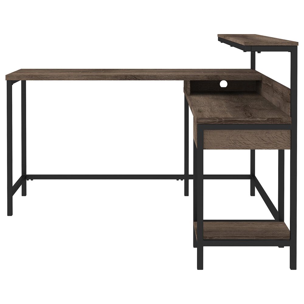 Signature Design by Ashley Arlenbry L-Shaped Desk with Storage in Weathered Oak, , large