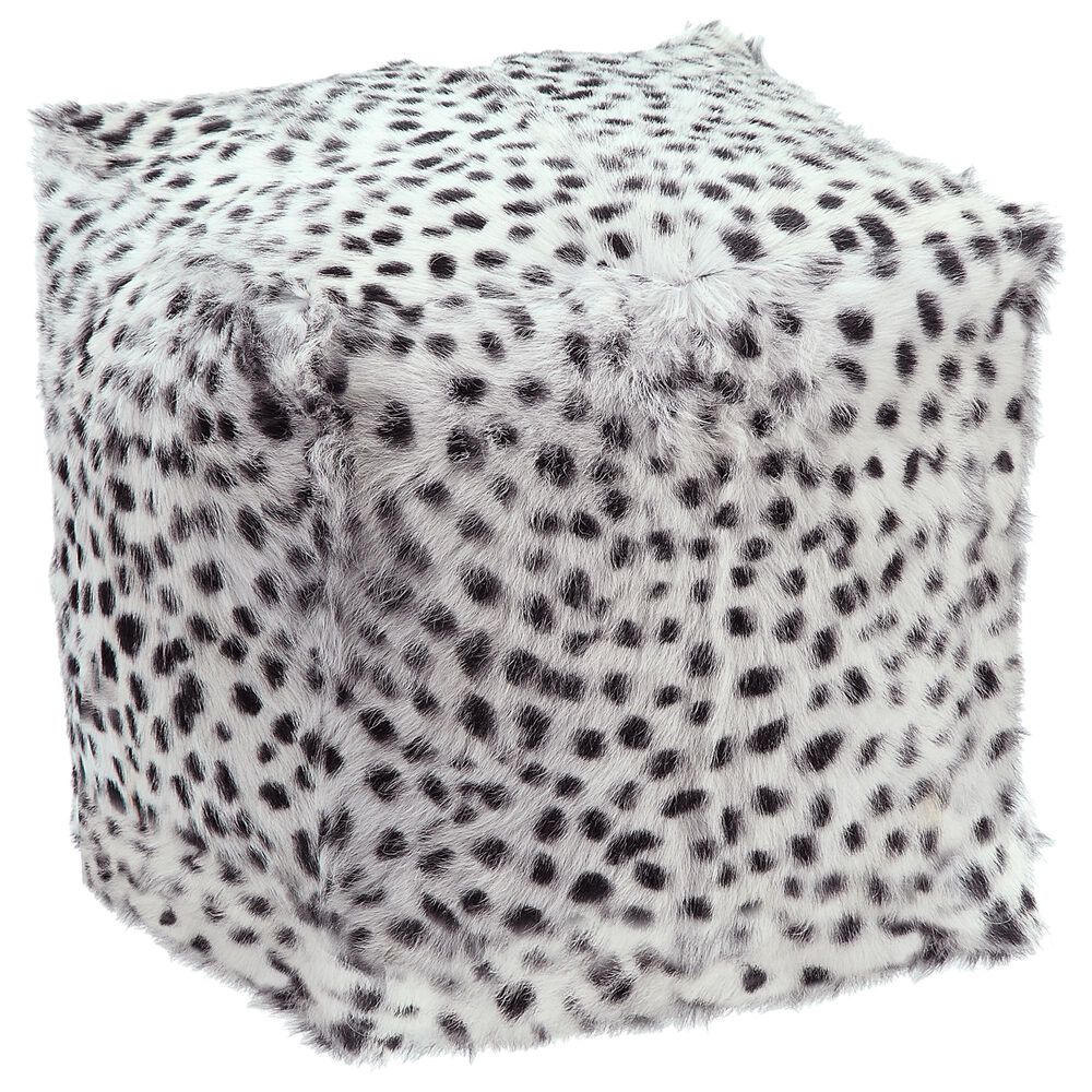 Moe's Home Collection Goat Fur Pouf in Spotted Grey, , large