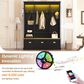 HOMLUX 9-Hook Hall Tree with 3-Cabinet in Black and Natural, , large