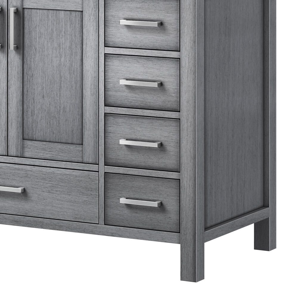 Lexora Home Jacques 84&quot; Double Bathroom Vanity in Distressed Grey with 2 cm White Cultured Marble Top and Rectangular Sinks, , large