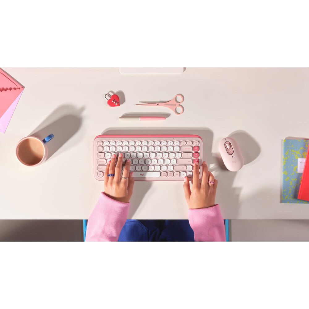 Logitech POP Icon Keys Wireless Bluetooth Keyboard in Rose and Off White, , large