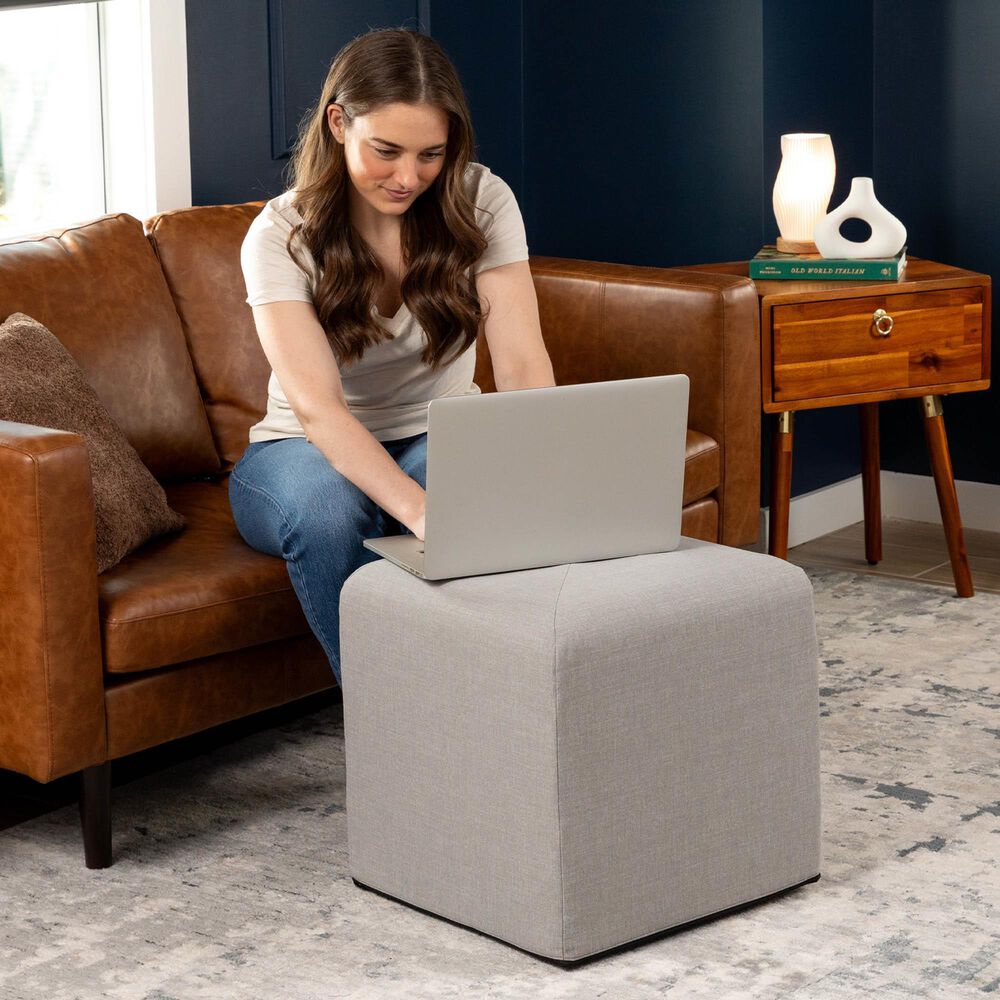 Jaxx Monroe Small Ottoman in Shark Grey, , large