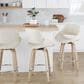 LumiSource Fabrico 26" Swivel Fixed-Height Counter Stool with Cream Noise Fabric Upholstery in Chrome and Whitewashed (Set of 2), , large