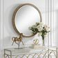 Uttermost Paradise Round Vanity Mirror in Antiqued Gold Leaf and Brown, , large
