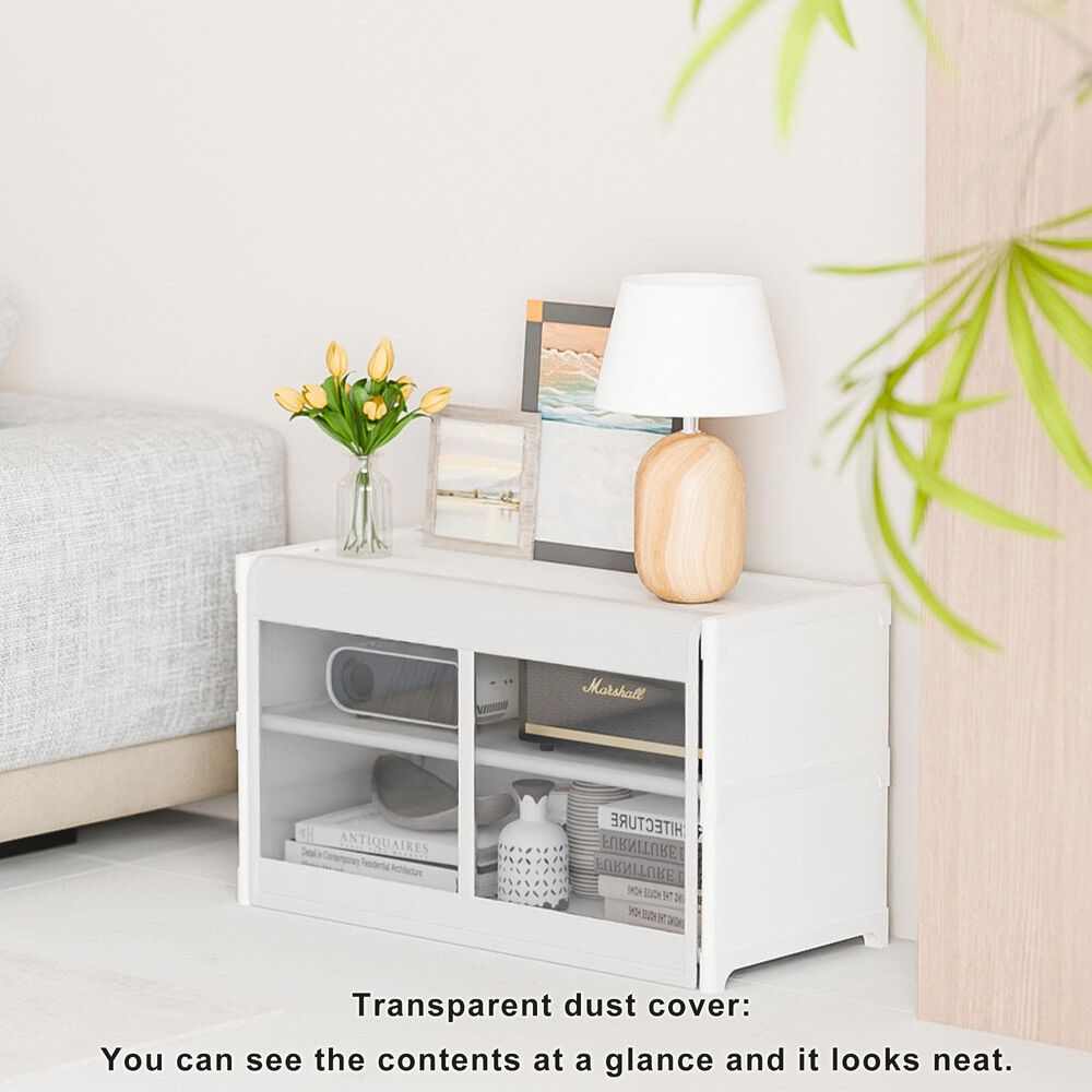HOMLUX 3-Tier Storage Cabinet with Adjustable Shelves in White, , large