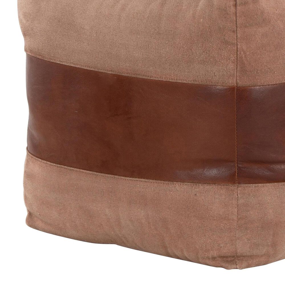 Lumisource Cobber Canvas Pouf in Espresso and Tan, , large