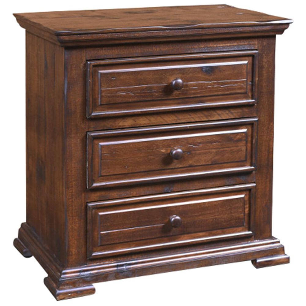 Sunset Bay Marquis 3 Drawer Nightstand in Distressed Brown, , large