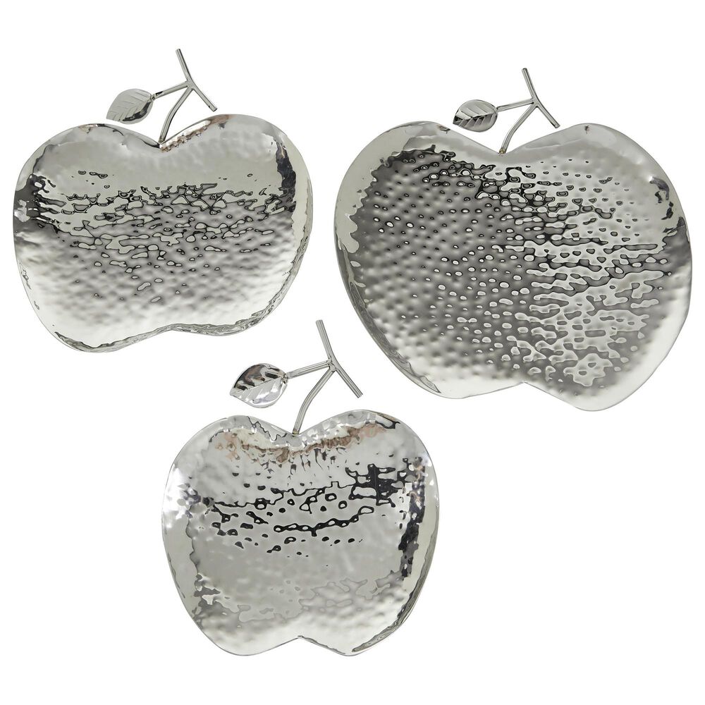 Maple and Jade Apple Shaped Tray in Silver (Set of 3), , large