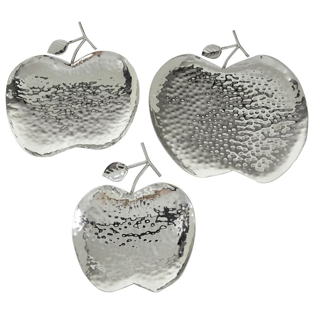 Maple and Jade Apple Shaped Tray in Silver (Set of 3), , large