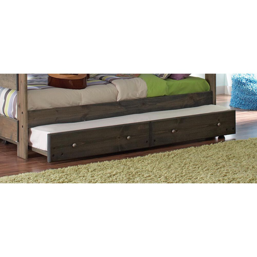 Pacific Landing Wrangle Hill Under Bed Trundle with Bunkie Mattress in Gun Smoke, , large