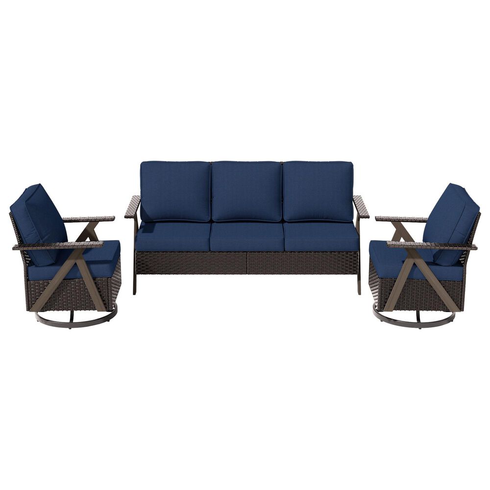 Sunwell Garden 3-Piece Patio Chat Set in Navy, , large