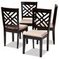 Baxton Studio Caron Side Chair with Sand Cushion in Espresso Brown (Set of 4), , large