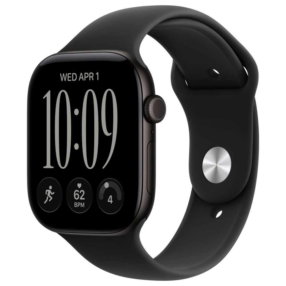Apple Watch Series 12 (GPS) 46mm Black Aluminum Case with Black Sport Band - S/M, , large