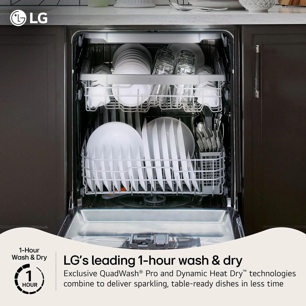 LG 24" Built-In Pocket Handle Dishwasher with SteamAssist in PrintProof Stainless Steel, , large