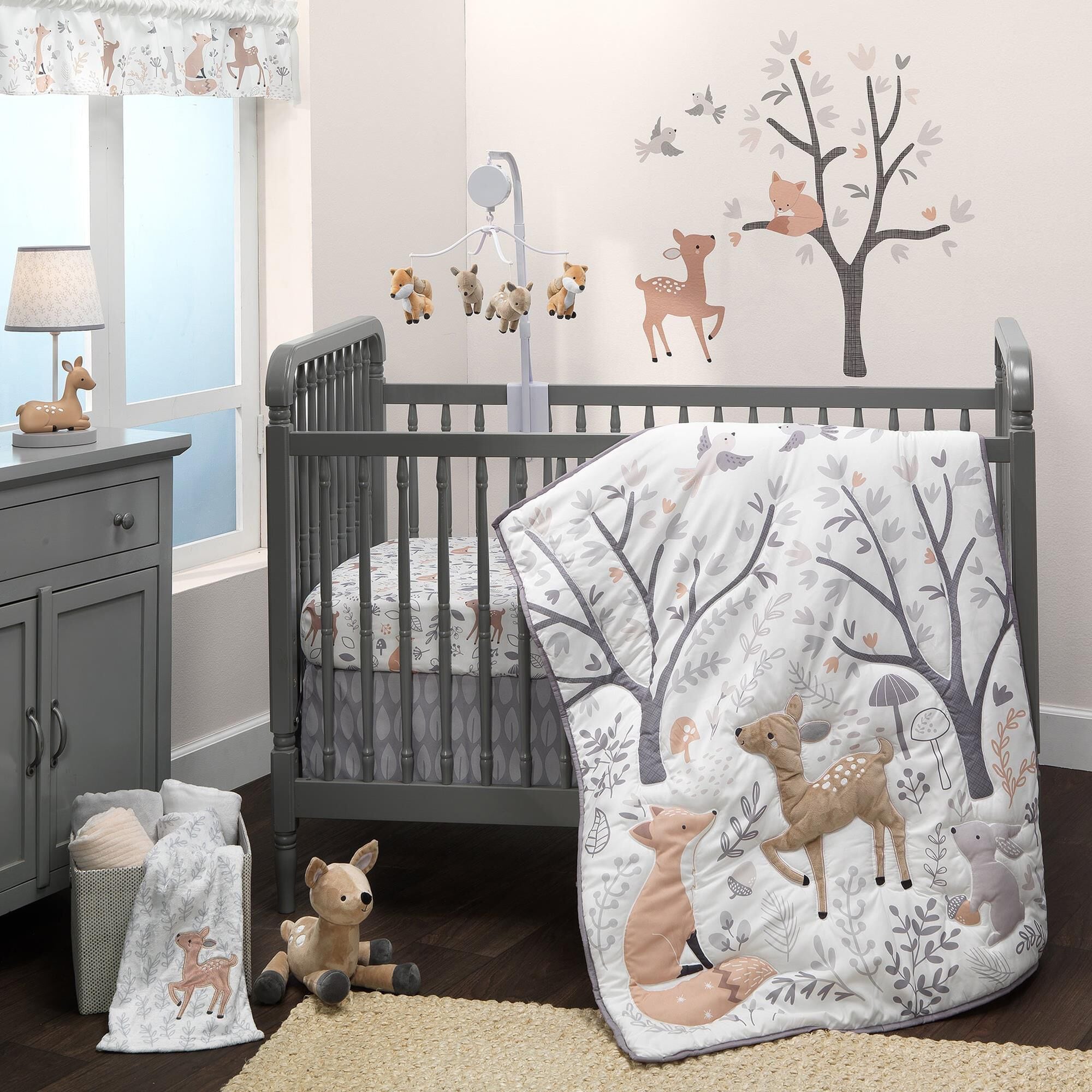 Lambs and Ivy Deer Park Woodland 3 Piece Baby Crib Bedding Set in