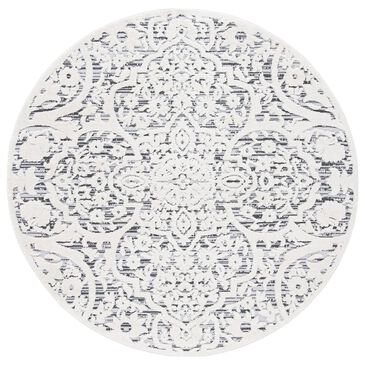 Safavieh Cabana CBN656A 8" Round Ivory and Grey Indoor/Outdoor Area Performance Rug, , large