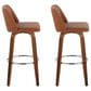 LumiSource Toriano Swivel Bar Stool with Camel Faux Leather Upholstery in Walnut and Chrome (Set of 2), , large