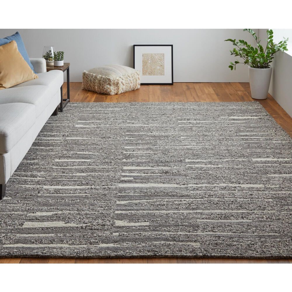 Feizy Navaro 7&#39;9&quot; x 9&#39;9&quot; Charcoal and Ivory Area Rug, , large