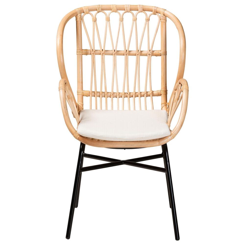 Baxton Studio Caelia Arm Chair in Black and Natural Brown, , large