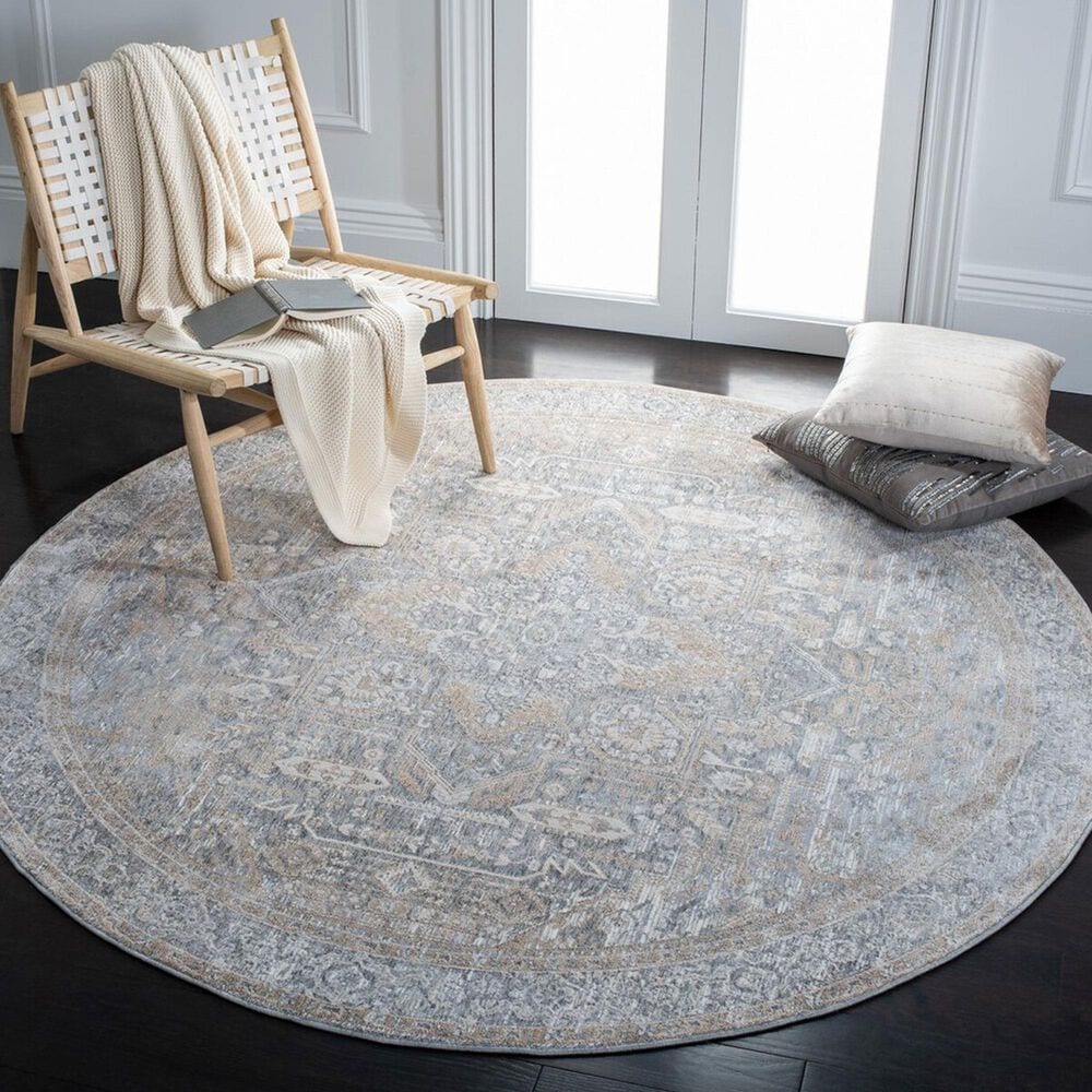 Safavieh Webster WBS320G 6&#39;7&quot; Round Grey and Beige Area Rug, , large