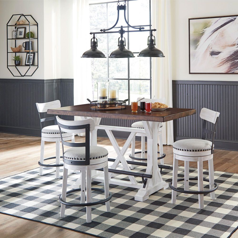 Ashley Valebeck Swivel Counter Height Stool in White and Black, , large