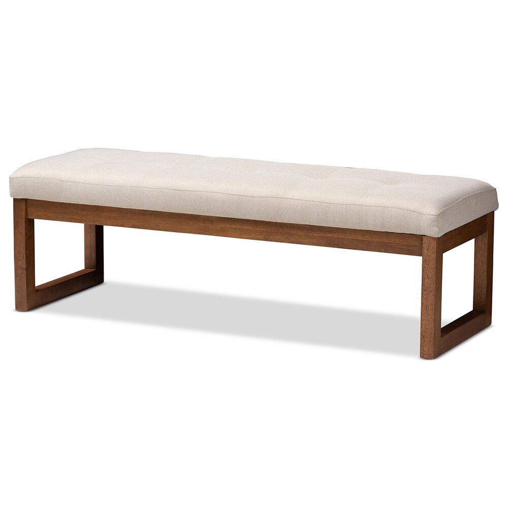 Baxton Studio Caramay Accent Bench in Light Beige, , large