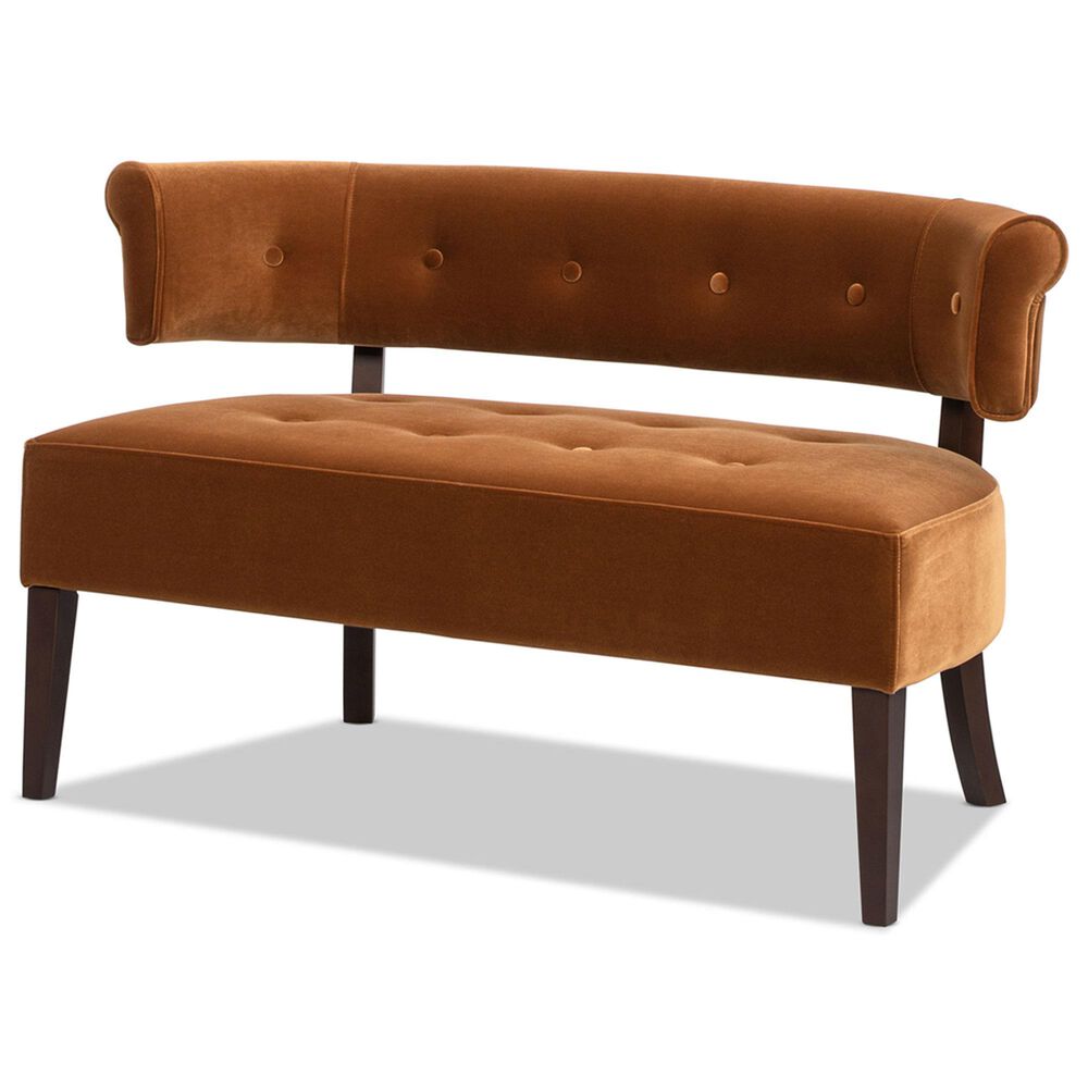 Jennifer Taylor Home Jared Bench Settee in Burnt Orange Velvet, , large