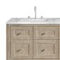James Martin Vanities Breckenridge 60" Double Bathroom Vanity in Whitewashed Oak with 3 cm Carrara White Marble Top and Rectangular Sinks, , large