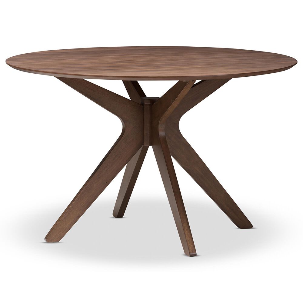 Baxton Studio Monte 47" Dining Table in Walnut Wood - Table Only, , large