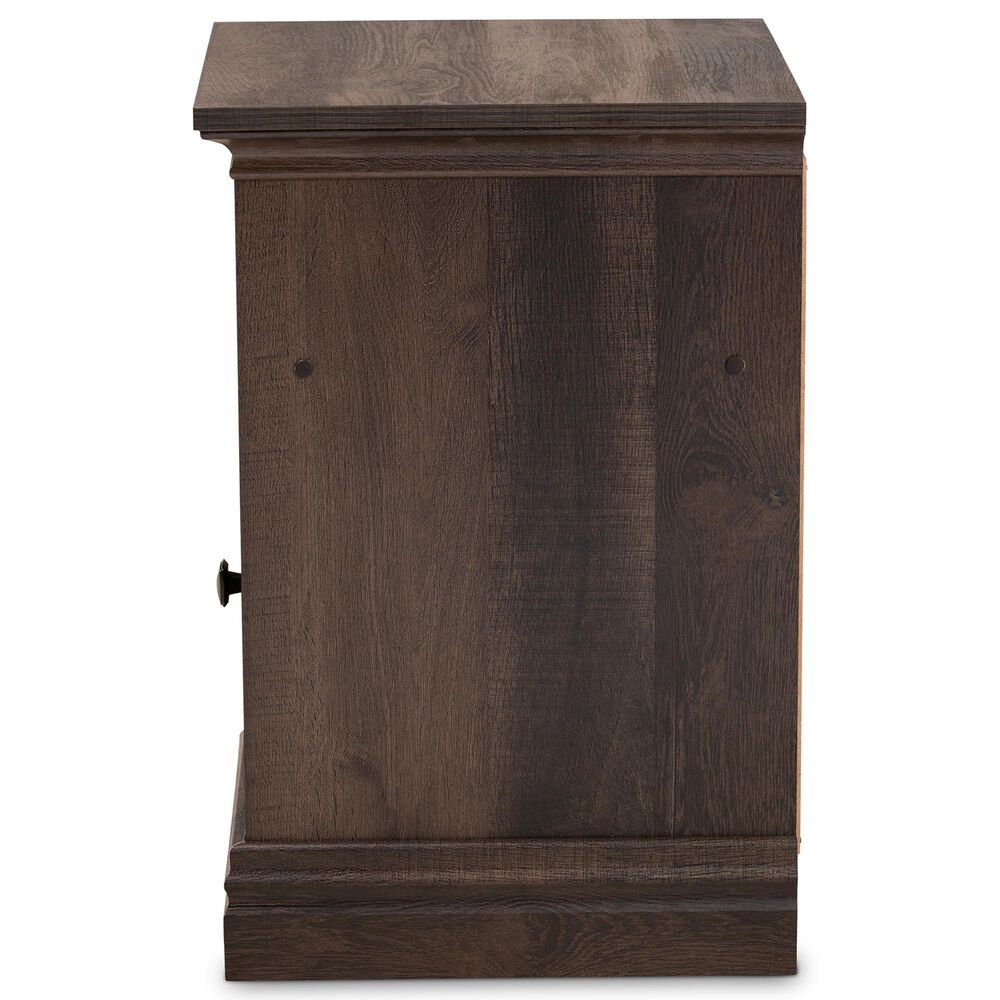 Baxton Studio Nolan 1-Door Nightstand in Brown/Black, , large