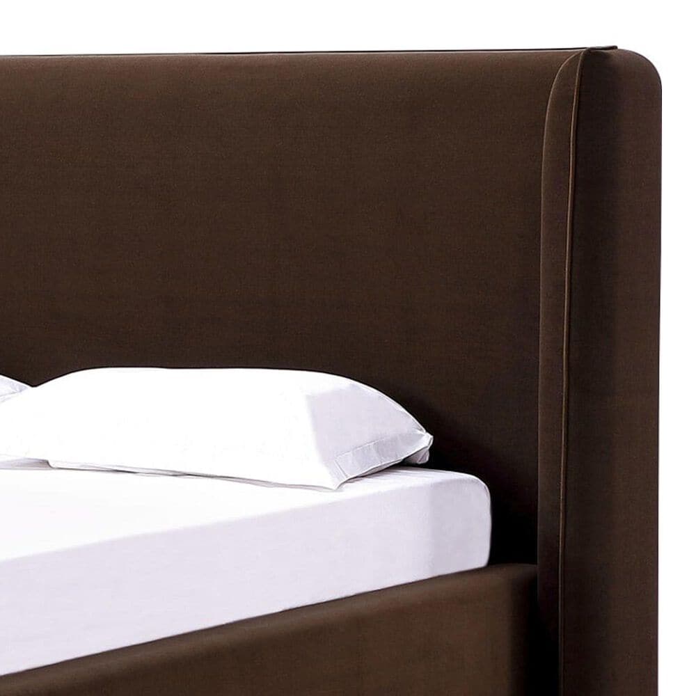 37B Bacall Queen Upholstered Wingback Platform Bed in Cola, , large