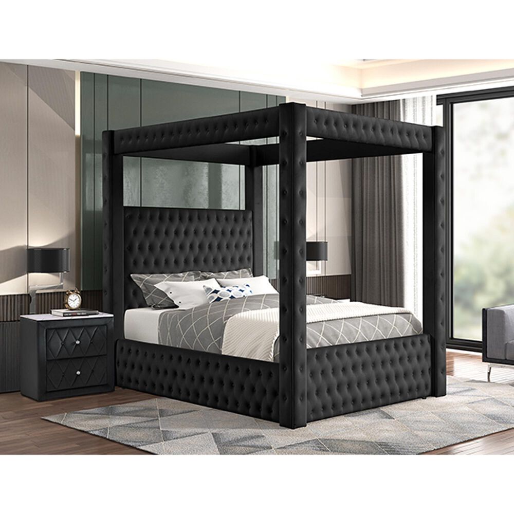 Crown Mark Annabelle King Upholstered Bed in Black, , large