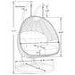 Leisuremod Mendoza Patio 2-Seat Hanging Egg Swing Chair with Light Grey Cushion in Charcoal, , large