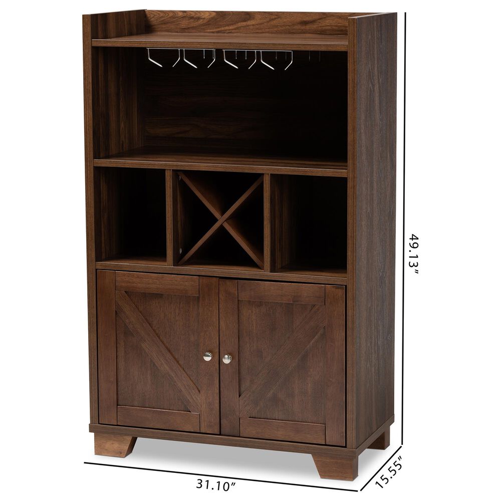 Baxton Studio Carrie Wine Storage Cabinet in Walnut, , large