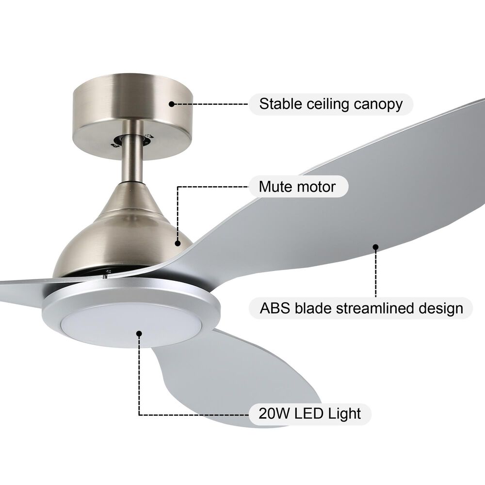 HOMLUX 52" Indoor Ceiling Fan with LED Light in Silver, , large