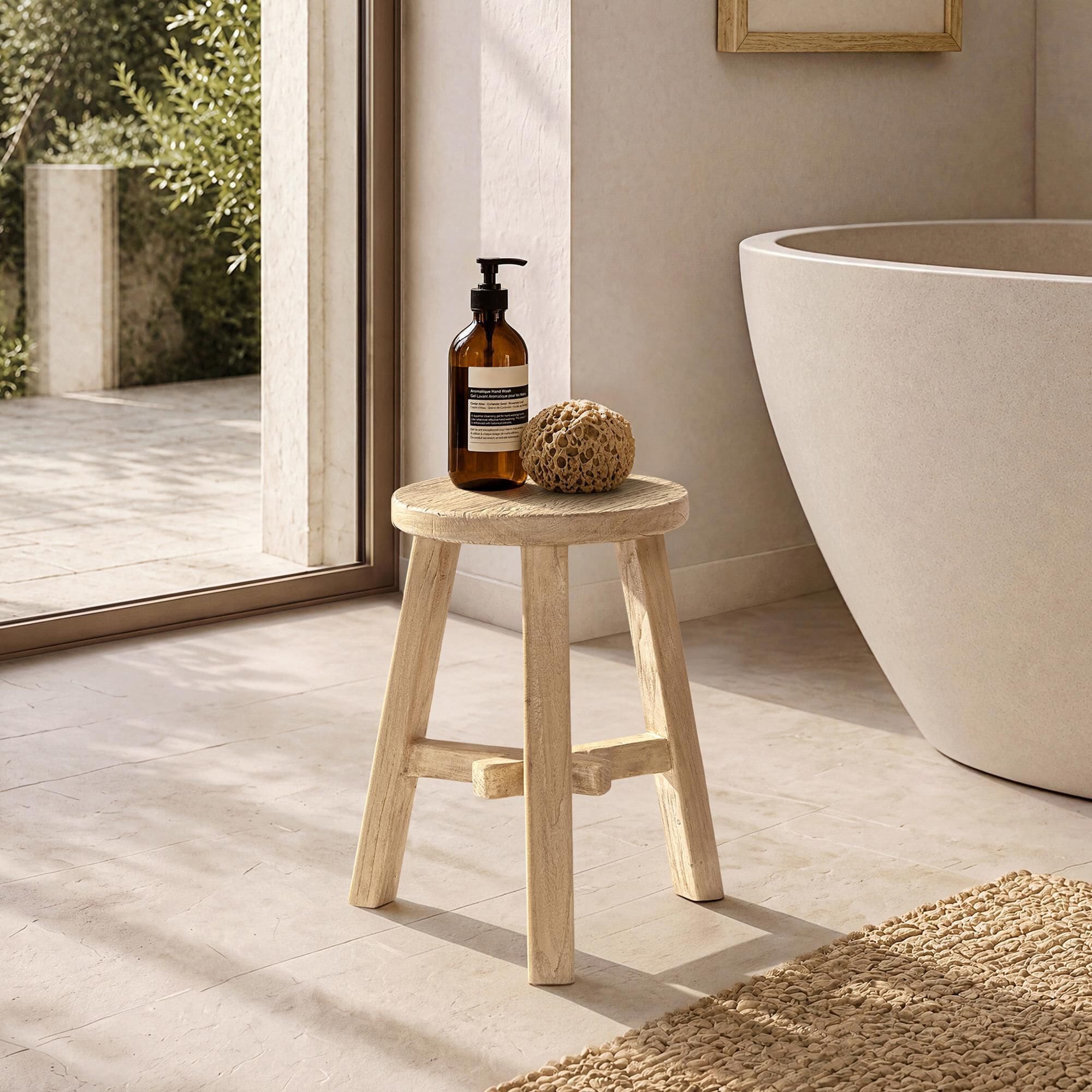 Jennifer Taylor Home Linden Stool in Light Natural Brown