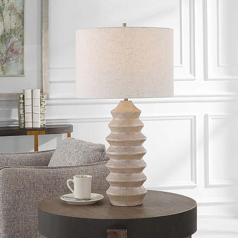 Uttermost Uplift Table Lamp in Bleached Wood and Nickel Plated, , large