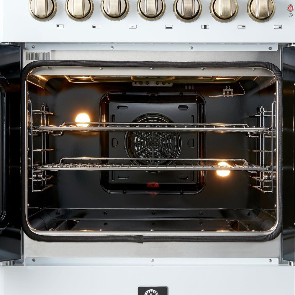 Forno Galiano 30" Freestanding French Door Dual Fuel Range in White, , large