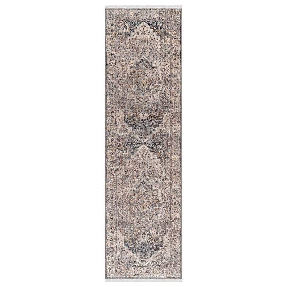 Surya Aida AAD-2311 2"7" x 9" Beige, Medium Gray, Tan, Ivory, Deep Teal and Charcoal Runner, , large