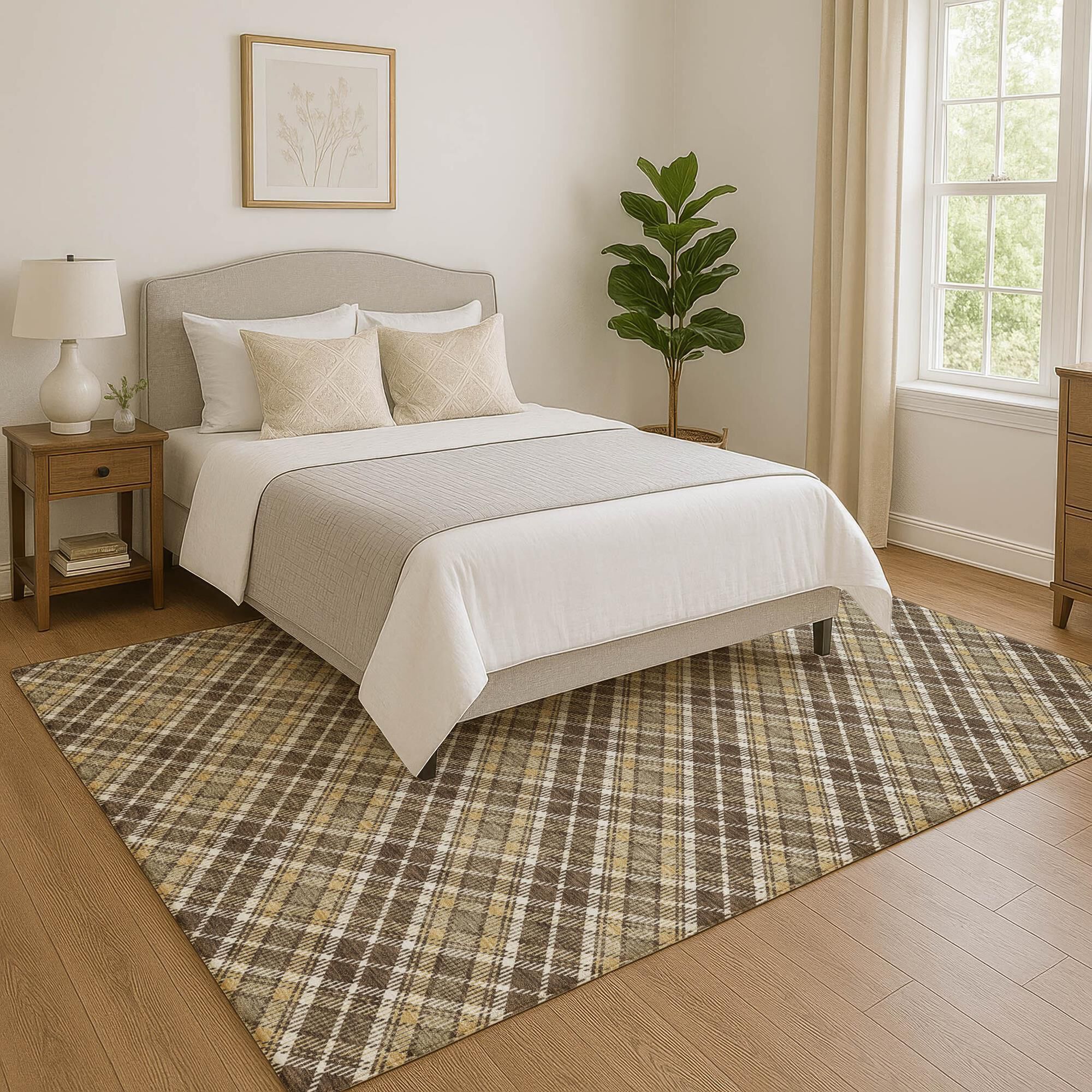37B Soft Essentials Plaid Chocolate 3' x 5' Indoor/Outdoor Area Rug