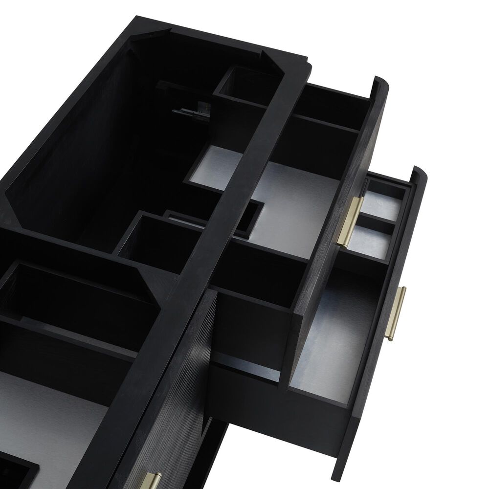 James Martin Vanities Lucian 72&quot; Double Vanity in Carbon Oak with 3 cm White Zeus Quartz Top, , large