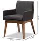 Baxton Studio Nexus Arm Chair with Dark Grey Cushion in Walnut Brown (Set of 2), , large