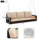 Hearth and Haven Go Outdoor 3-Seater PE Rattan Wicker Porch Swing Bench in Beige, , large