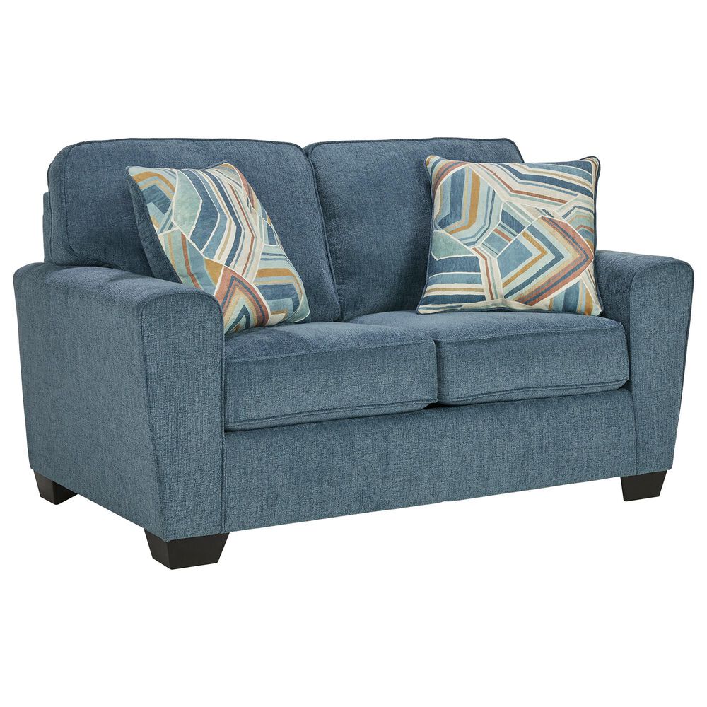 Ashley Cashton Stationary Sofa and Loveseat Set in Blue, , large
