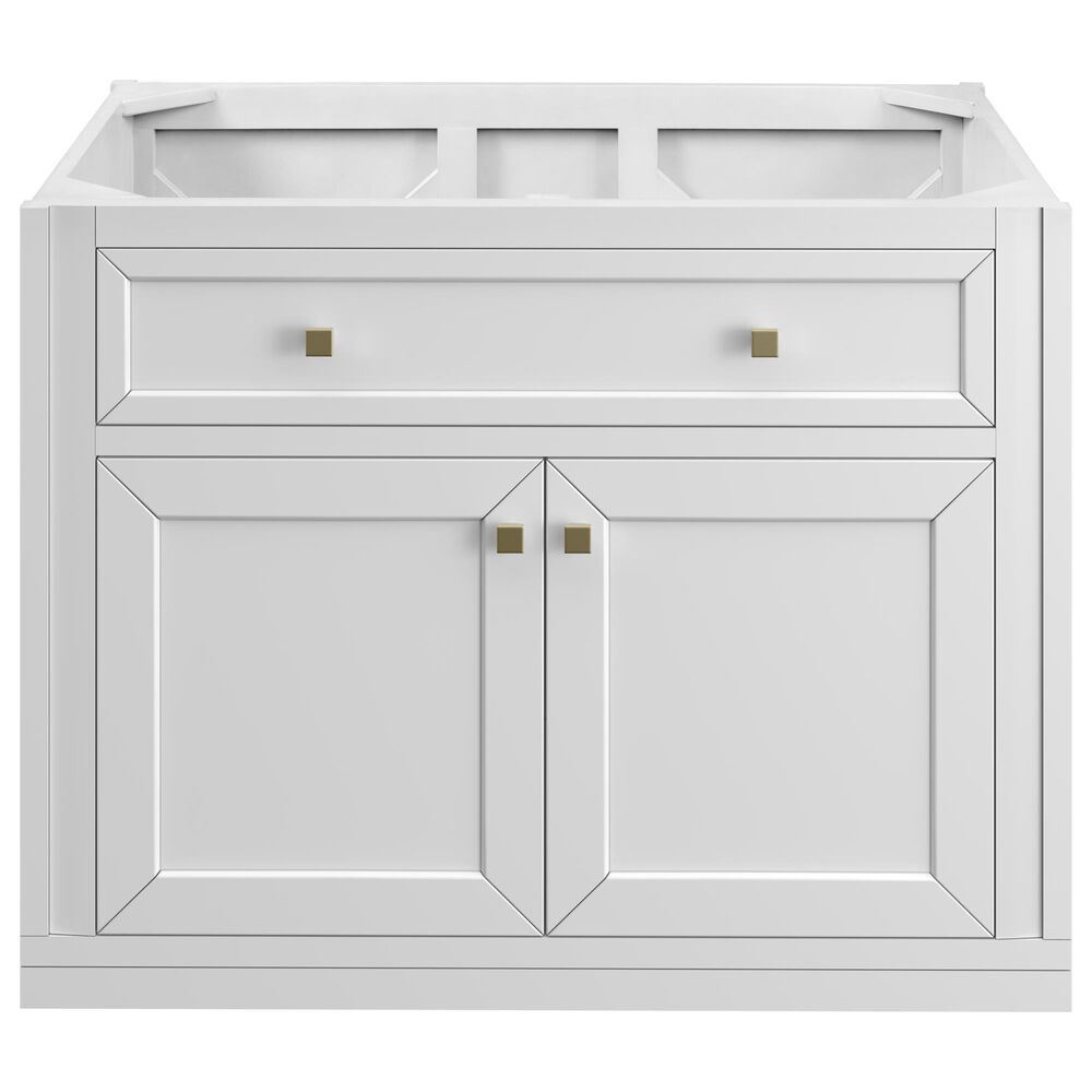 James Martin Vanities Chicago 36&quot; Single Bathroom Vanity in Glossy White with 3 cm Parisien Bleu Quartz Top and Rectangular Sink, , large