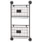 Maple and Jade 2-Slot Decorative Magazine Rack Holder with Suspended Baskets and Label Slot in Matte Black, , large