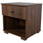 Hearth and Haven Queen Upholstered Bed with Two Nightstands in Walnut, , large